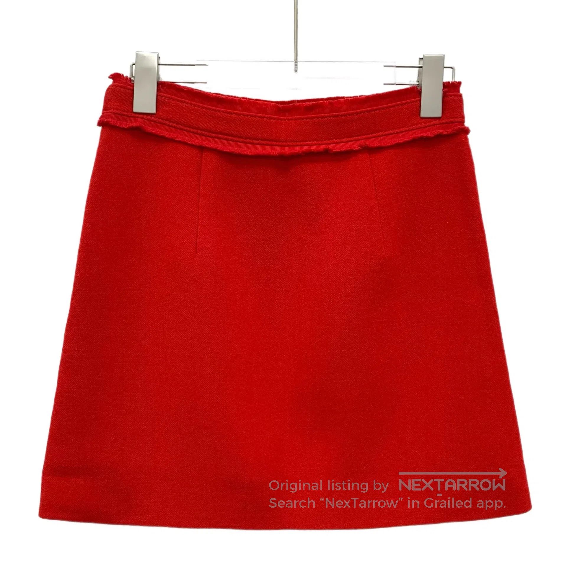 Miu Miu Miu Miu Red Lace Design Wool Casual Skirt| Size 41" - 2 Thumbnail