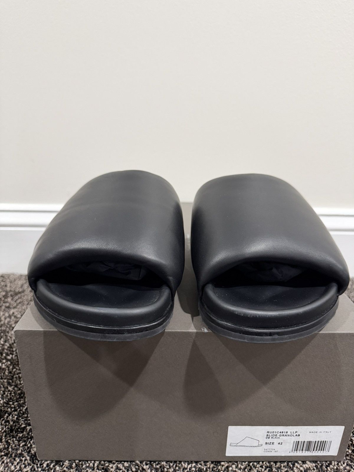 Rick Owens Rick Owens Black Leather Padded Granola Slides Slip Ons Size US 9 / EU 42 - 13 Thumbnail