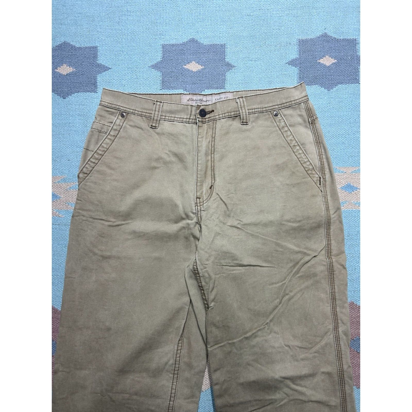 Eddie Bauer VINTAGE Eddie Bauer Carpenter Pants mens Beige 33x31 Easy Fit Baggy Tan Brown Khaki 90s Size US 33 - 6 Thumbnail
