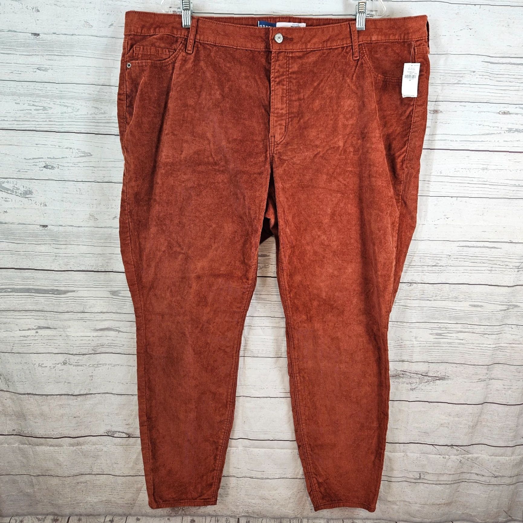 Old Navy VINTAGE Old Navy Womens Rockstar Super Skinny Corduroy Pants Sz 24 Umbria High Rise Red Cotton Blend 28.5 Inseam Womens Size 42" / US 20 - 2 Thumbnail