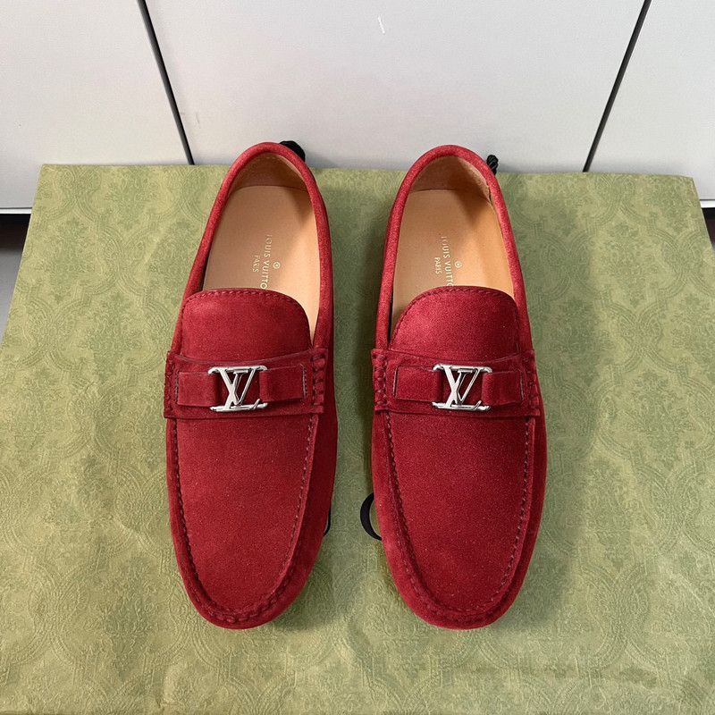 Louis Vuitton Louis Vuitton Red Suede Moccasins for Men - Size US 8 / EU 41 - 2 Thumbnail
