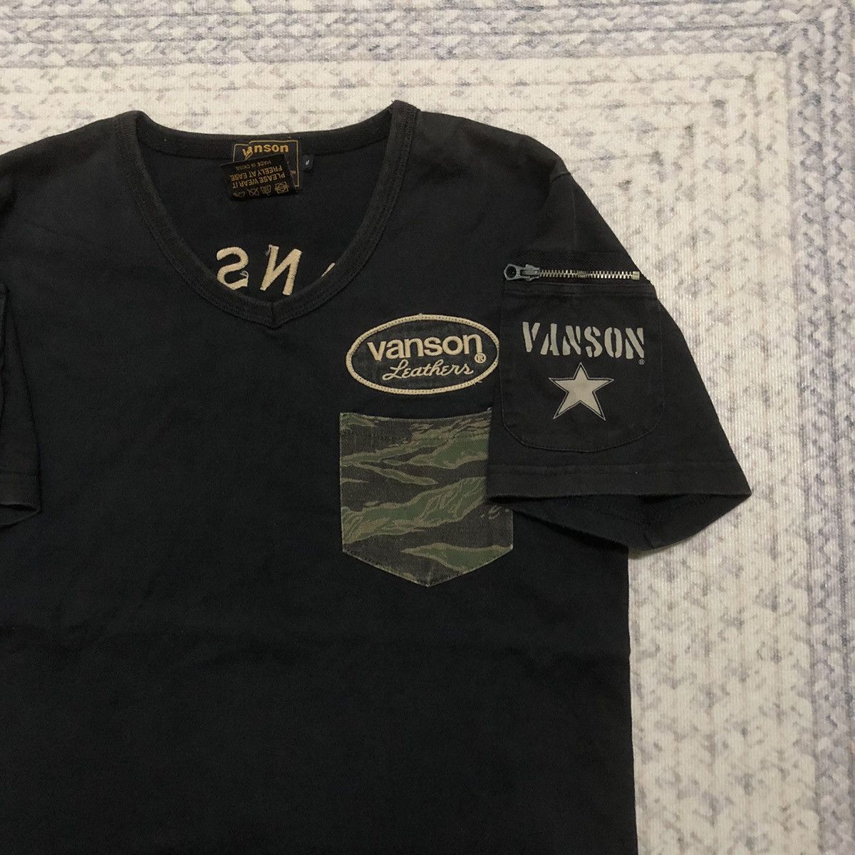Japanese Brand × Seditionaries × Vanson Leathers Rare Sunfaded Vanson Cottons Camouflage Pocket Tees Size US XS / EU 42 / 0 - 3 Thumbnail