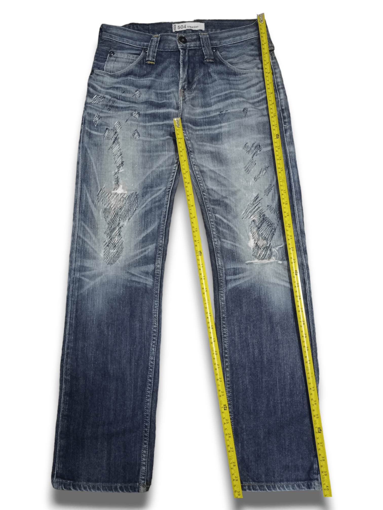 Levi's × Levi's Vintage Clothing Vintage 90s Levis 504 Blue Wash Distressed Rework Jeans Size US 31 - 11 Thumbnail