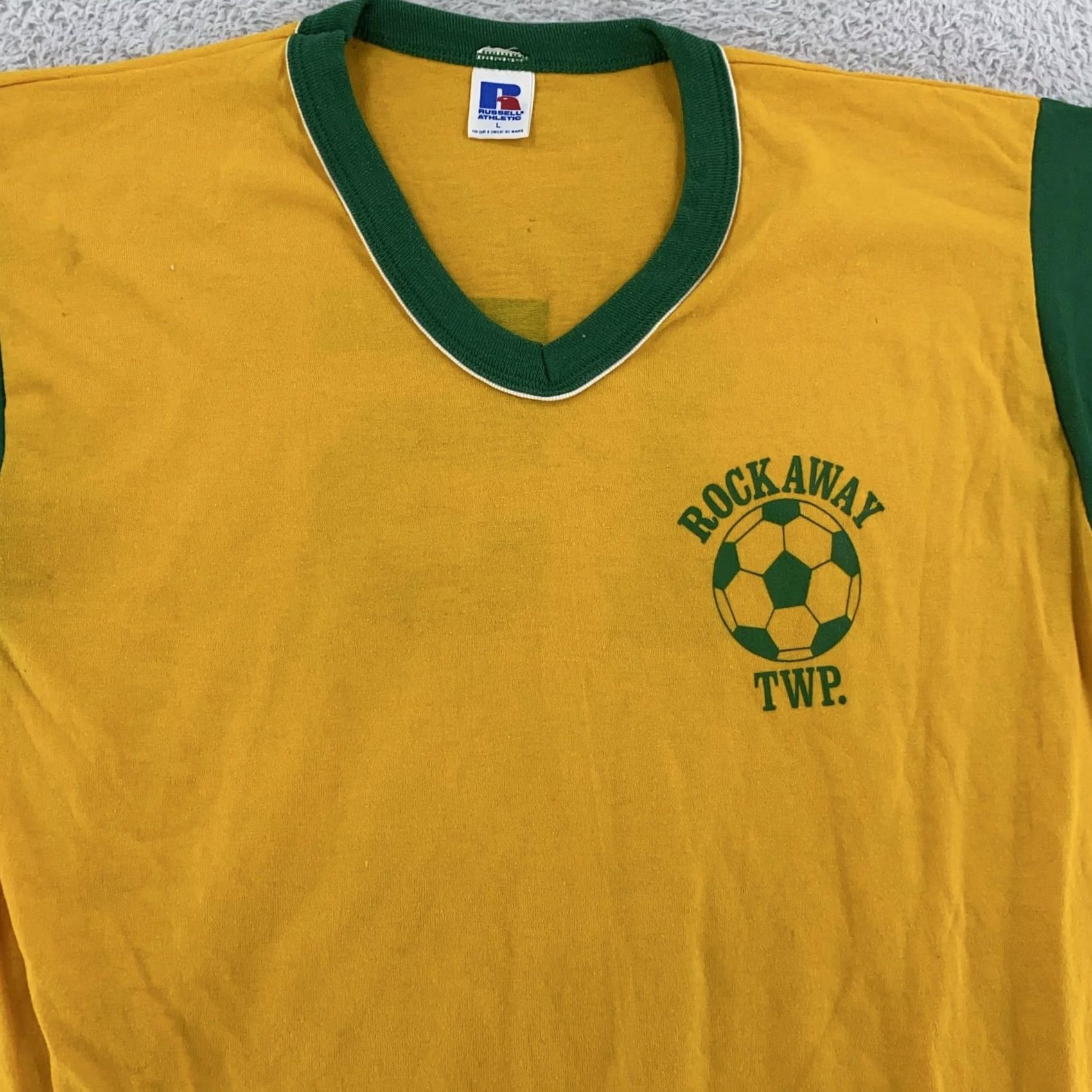 Vintage VINTAGE Rockaway New Jersey RInger Shirt Mens M Yellow Soccer Russell Jersey 80s T-Shirt Short Sleeve Graphic Print Size US M / EU 48-50 / 2 - 2 Thumbnail