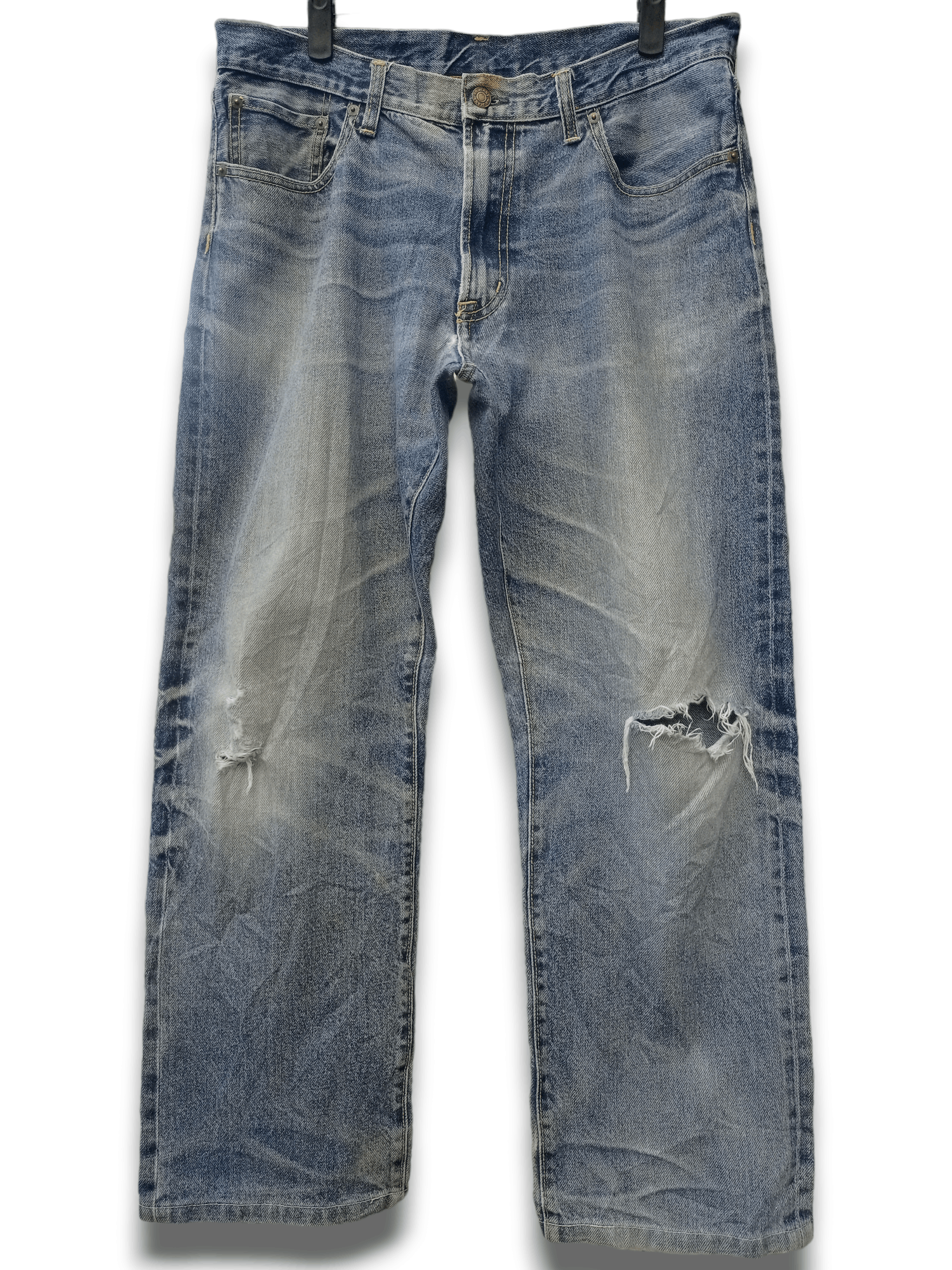 Vintage Japanese Brand Blue Wash Wide Baggy Distressed Jeans