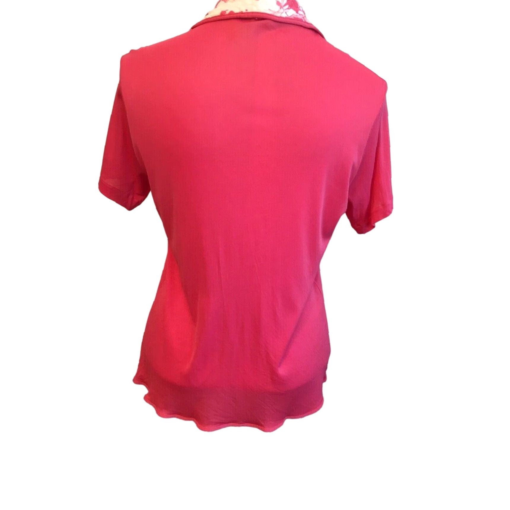 Pinko VINTAGE Binstron Women's Pajama Top Small Hot Pink Button Down Sleepwear 1960s Pink Floral Sleeves Short Collared Mens? Girls? Wait. Size S / US 4 / IT 40 - 4 Thumbnail
