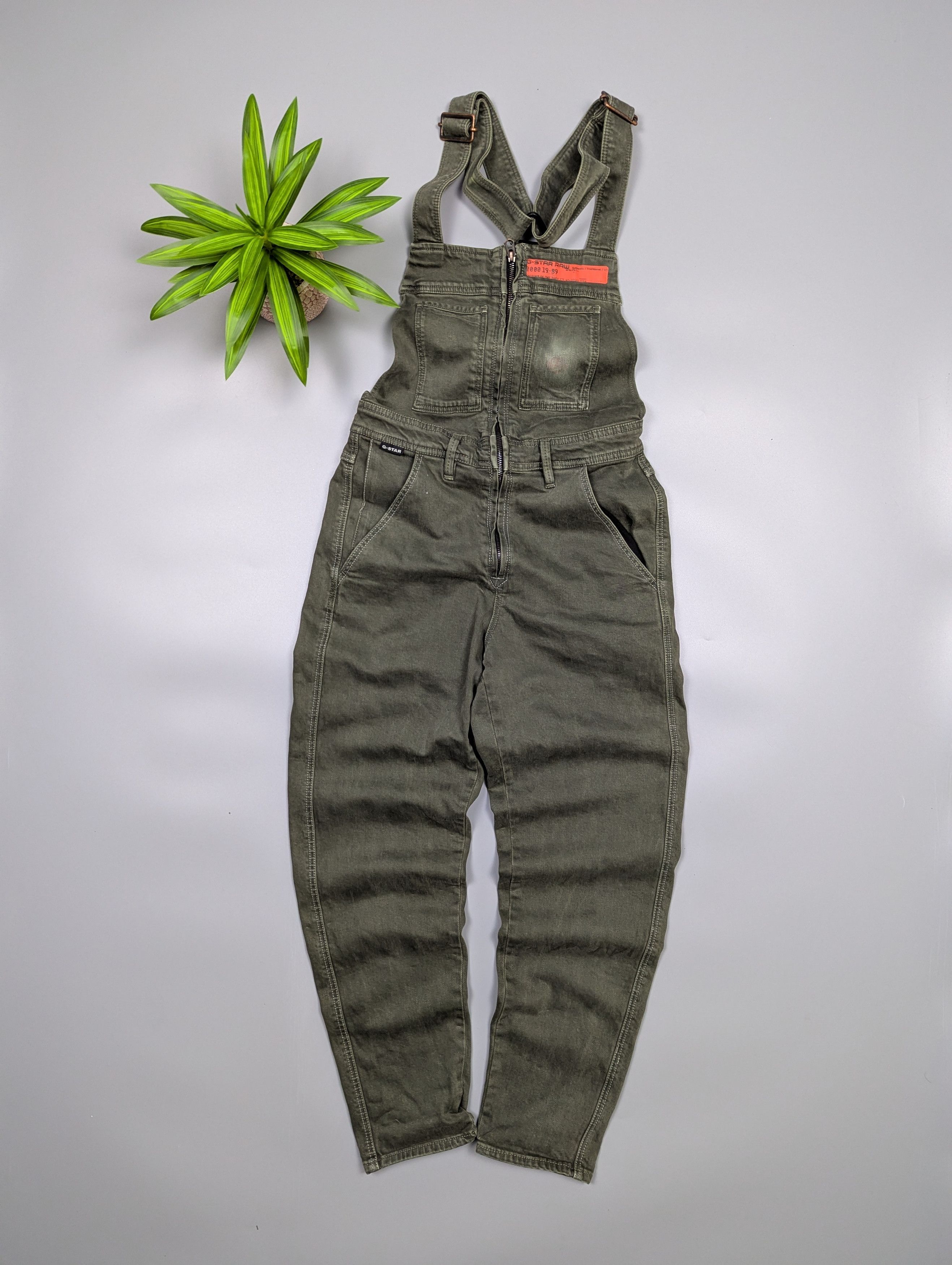 G-Star G-Star RAW Women’s Slim Olive Green Denim Dungaree Jumpsuit Size 27" / US 4 / IT 40 - 1 Thumbnail