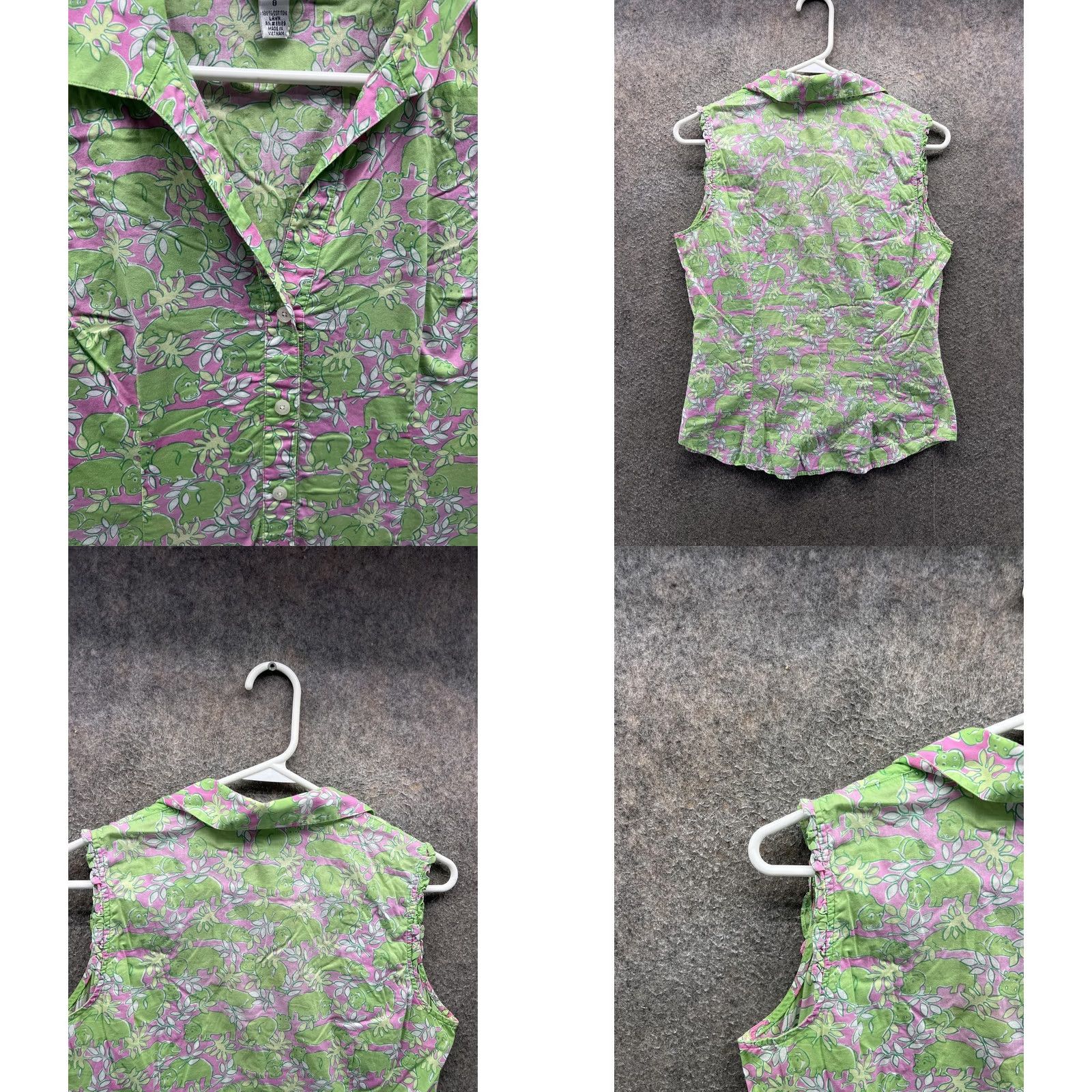 Lilly Pulitzer Lilly Pulitzer Shirt Womens 8 Green Collared Sleeveless Animal Print Button Top Size M / US 6-8 / IT 42-44 - 8 Thumbnail