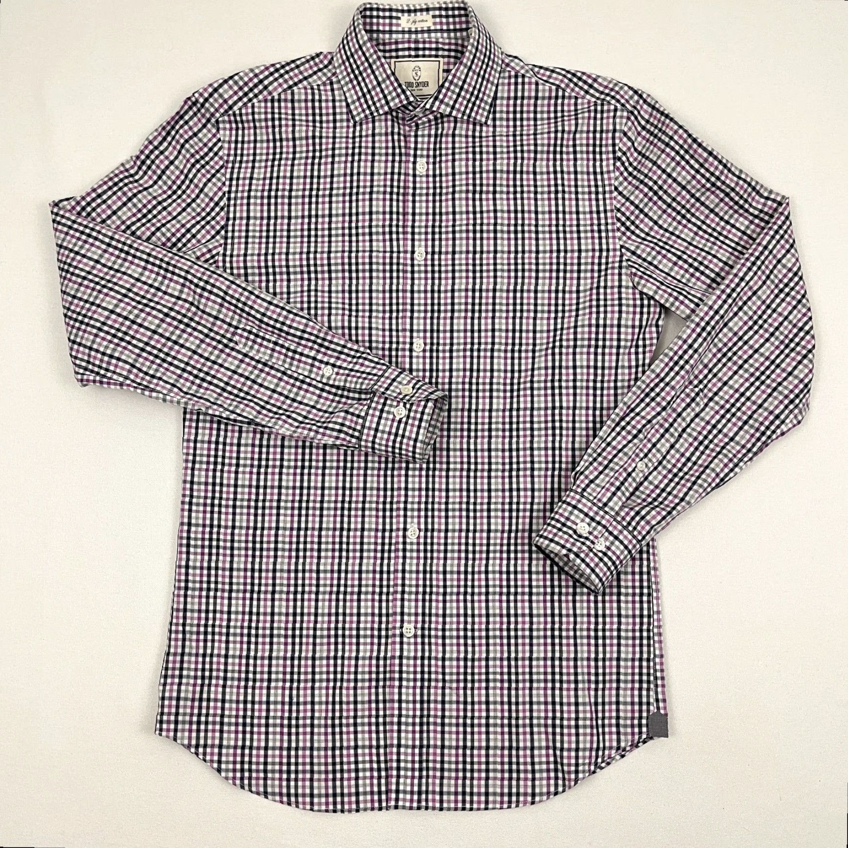 Todd Snyder Todd Snyder Shirt Mens 14.5 32/33 Purple Plaid Cutaway Dress Button Up Preppy Shirt Size 40R - 4 Thumbnail