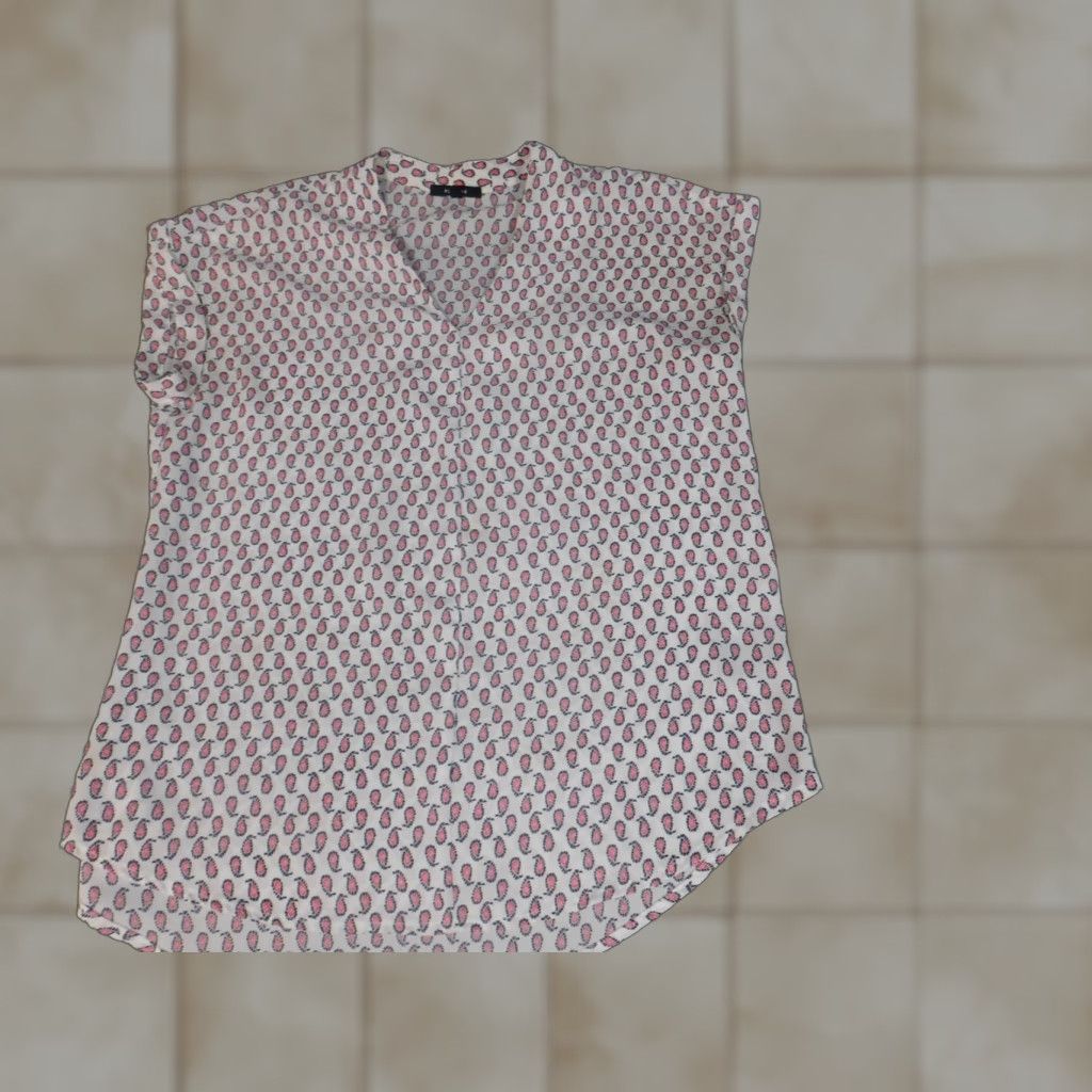 Vintage Pleione Blouse Womens Small White Sleeveless Crew Neck Pullover Casual Geometric Button Stretch Regular Basic Classic Pullover Top Shirt Size S / US 4 / IT 40 - 1 Thumbnail