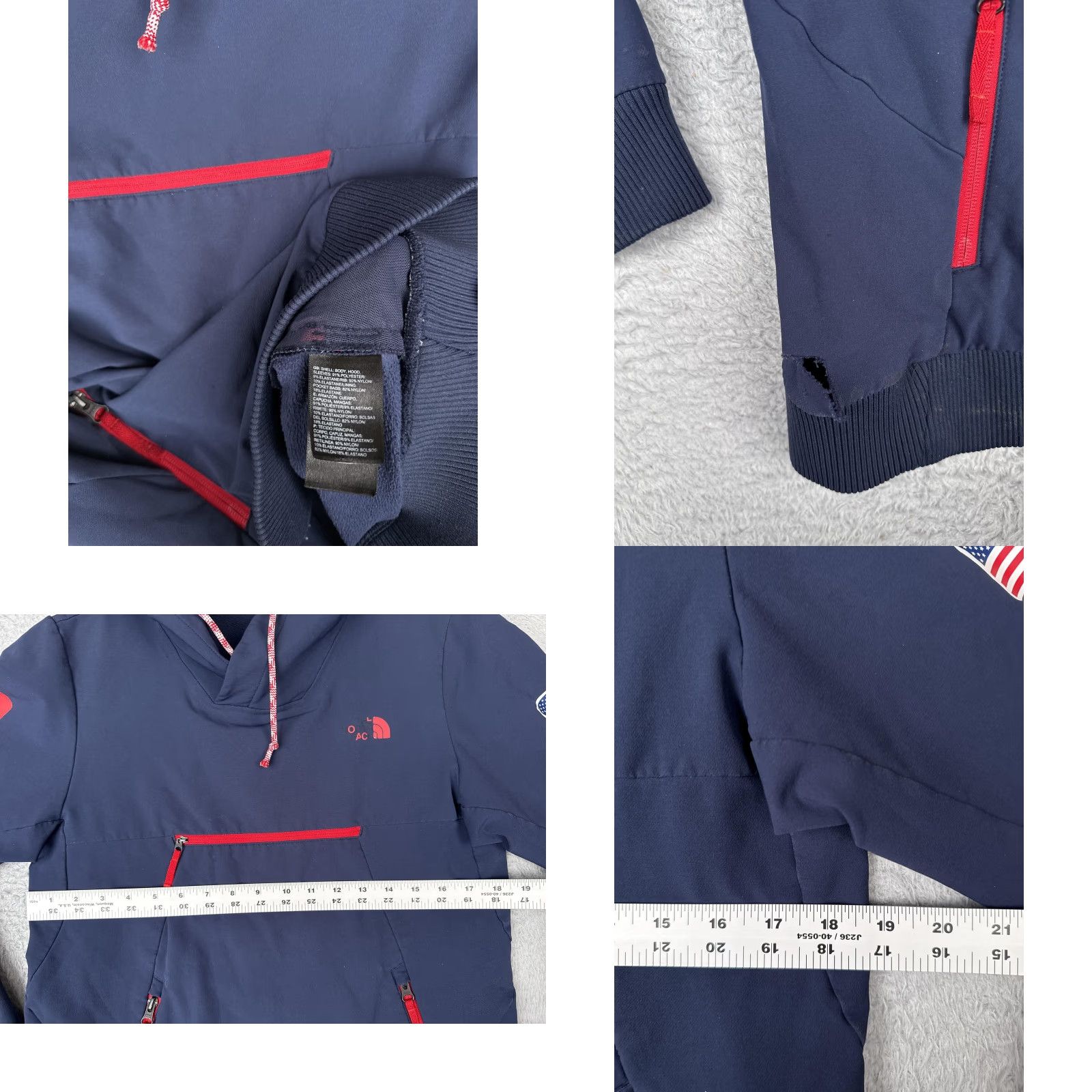 The North Face The North Face Jacket Womens Small Blue Red Hooded Pullover Anorak USA Flag Size S / US 4 / IT 40 - 8 Thumbnail