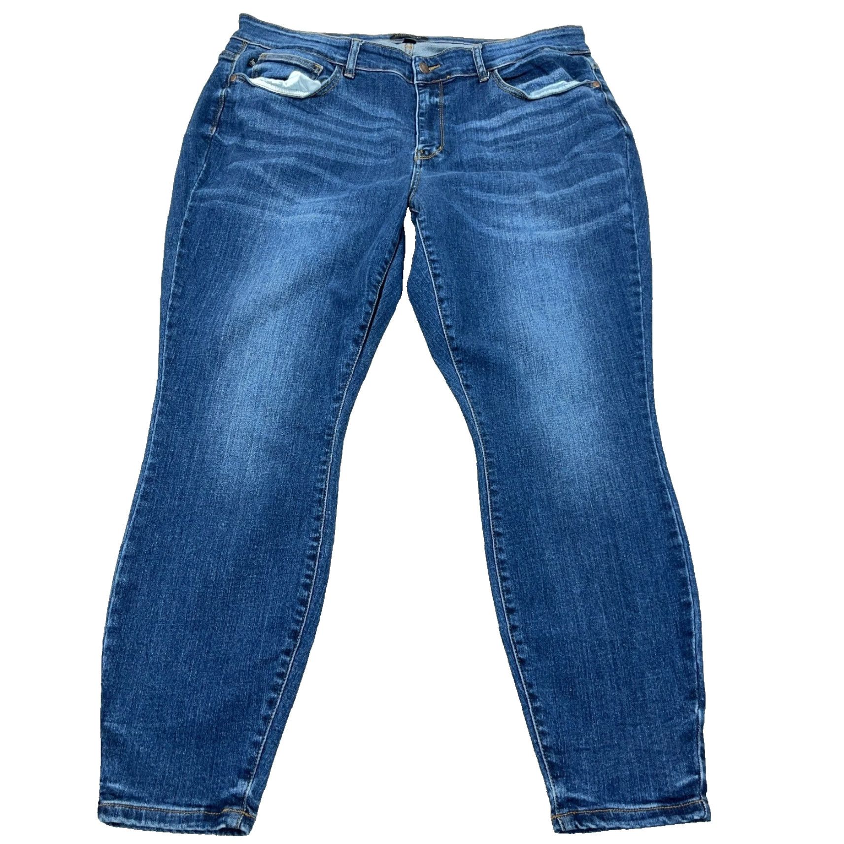 Vintage Judy Blue Jeans Women 20W Skinny Fit Dark Wash Button Zipper 5-Pocket Denim Pants Blue Size 20W Ladies Size 42" / US 20 - 2 Thumbnail