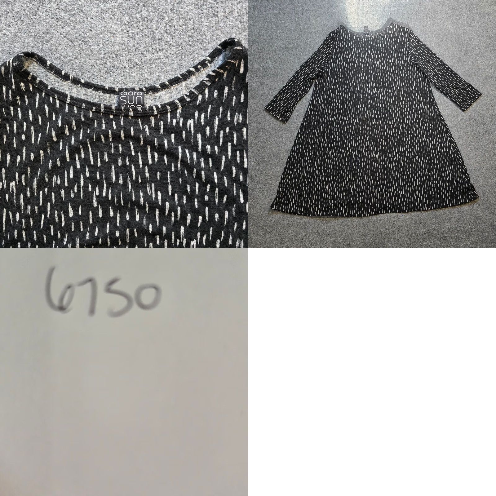 Vintage Clara Sun Woo Dress Women XL Black Stretch A-Line 3/4 Sleeve Casual Capsule Dress Size XL / US 12-14 / IT 48-50 - 8 Thumbnail