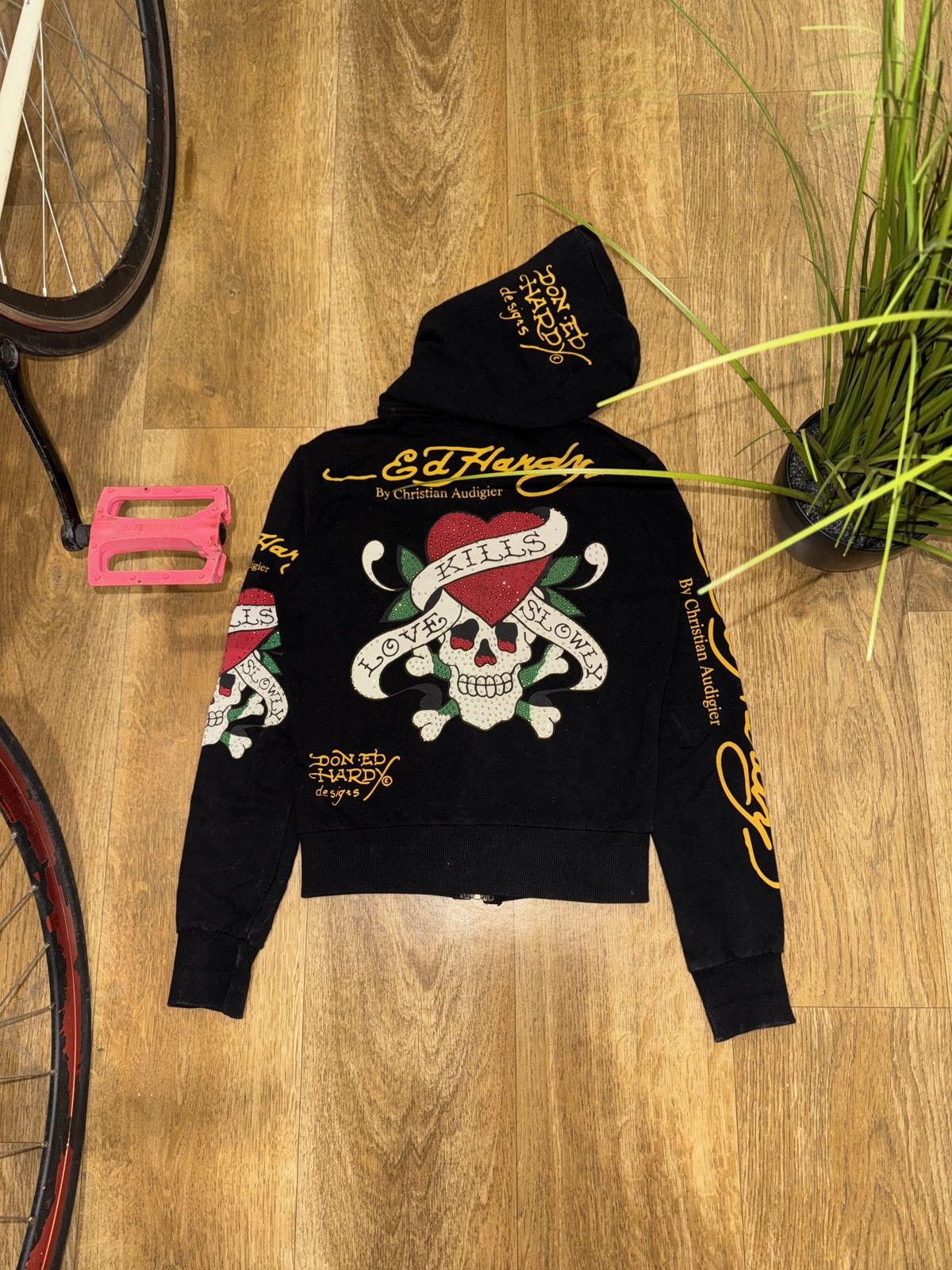 Ed Hardy VINTAGE ED HARDY ALL OVER PRINTED 2000s ZIP UP HOODIE Size S / US 4 / IT 40 - 1 Thumbnail