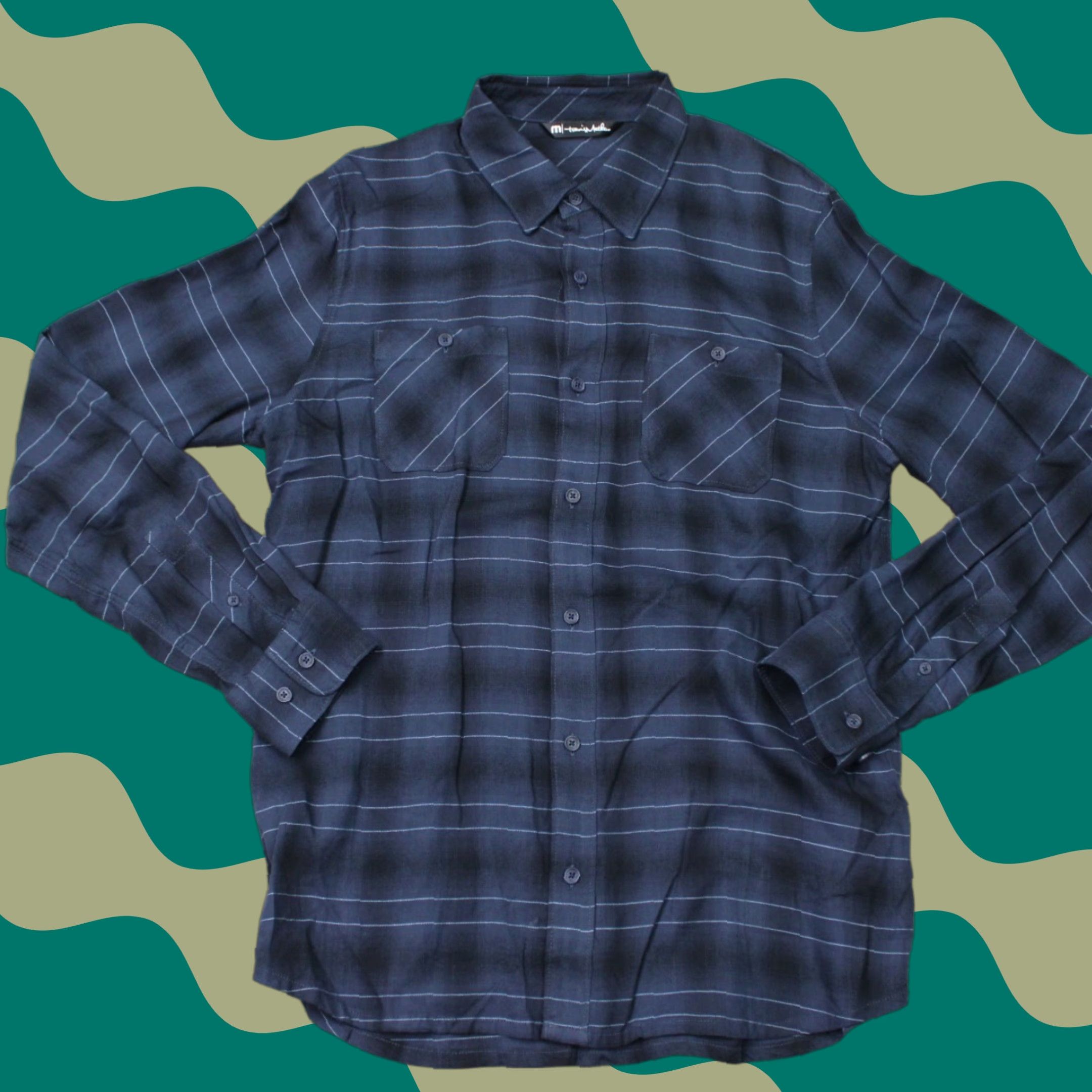 TravisMathew Travis Mathew Shirt Mens Medium Blue Plaid Flannel Rayon/Cotton Long Sleeve Button-Up Shirt Size US M / EU 48-50 / 2 - 1 Thumbnail