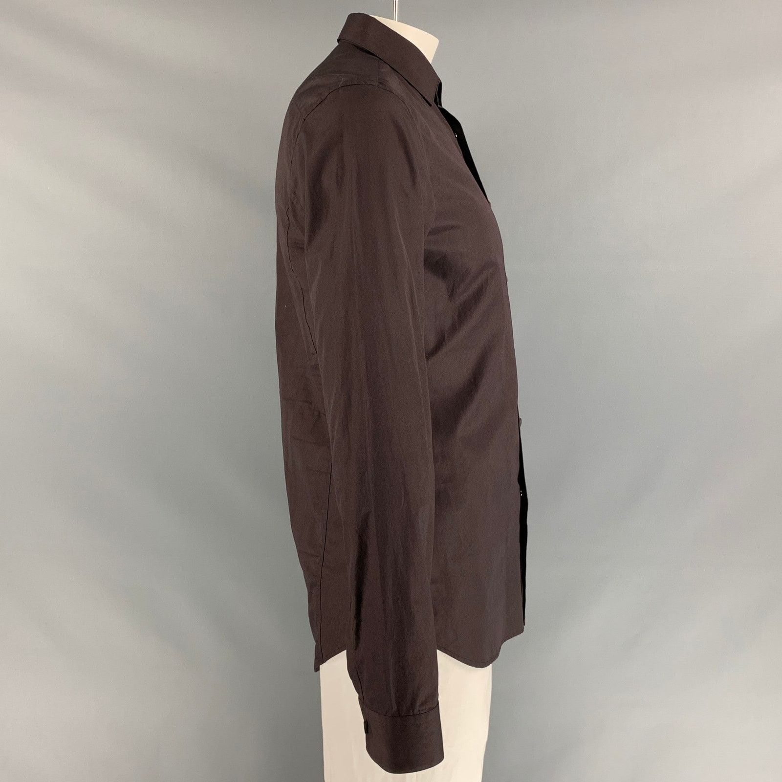 Calvin Klein Size L Solid Brown Cotton Snaps Long Sleeve Shirt Size US L / EU 52-54 / 3 - 2 Thumbnail