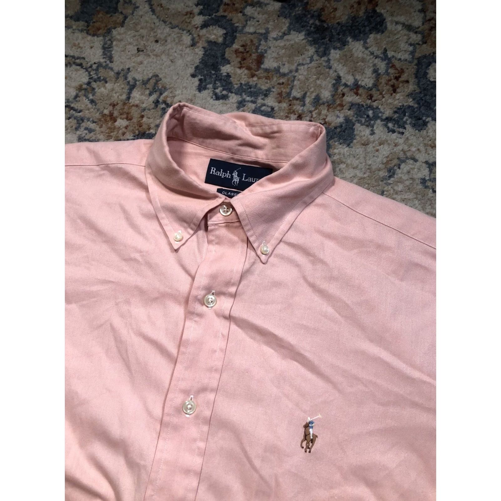 Ralph Lauren VINTAGE Ralph Lauren Dress Shirt Men Pink 15.5 Medium Classic Fit Button Down Long Sleeve Cotton Size 40R - 7 Thumbnail