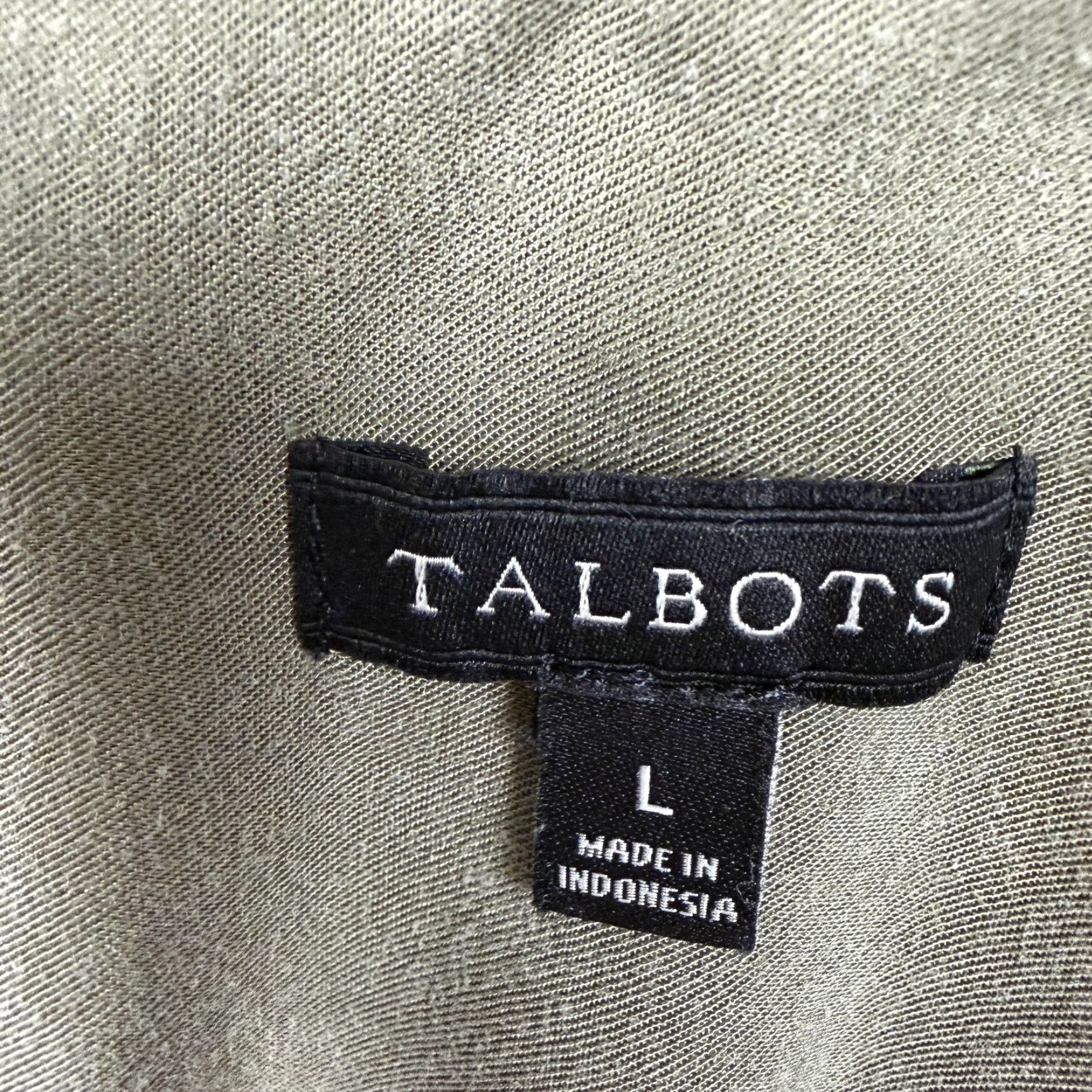 Talbots Talbots Blouse Women Large Green Collared Roll Tab Sleeve Coastal Earthy Minimalist Size L / US 10 / IT 46 - 5 Thumbnail