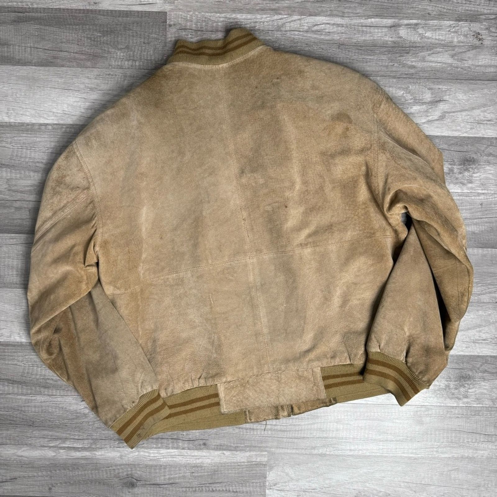 Vintage Vintage 90s Distressed Suede Bomber Jacket Grunge Size US L / EU 52-54 / 3 - 4 Thumbnail
