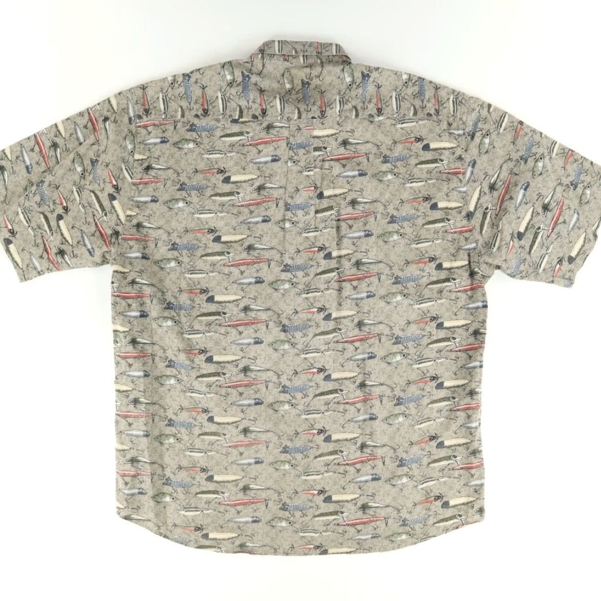 Vintage North River Fishing Lure Cotton All Over Print Button Down Shirt Gray Men's XL Size US XL / EU 56 / 4 - 4 Thumbnail