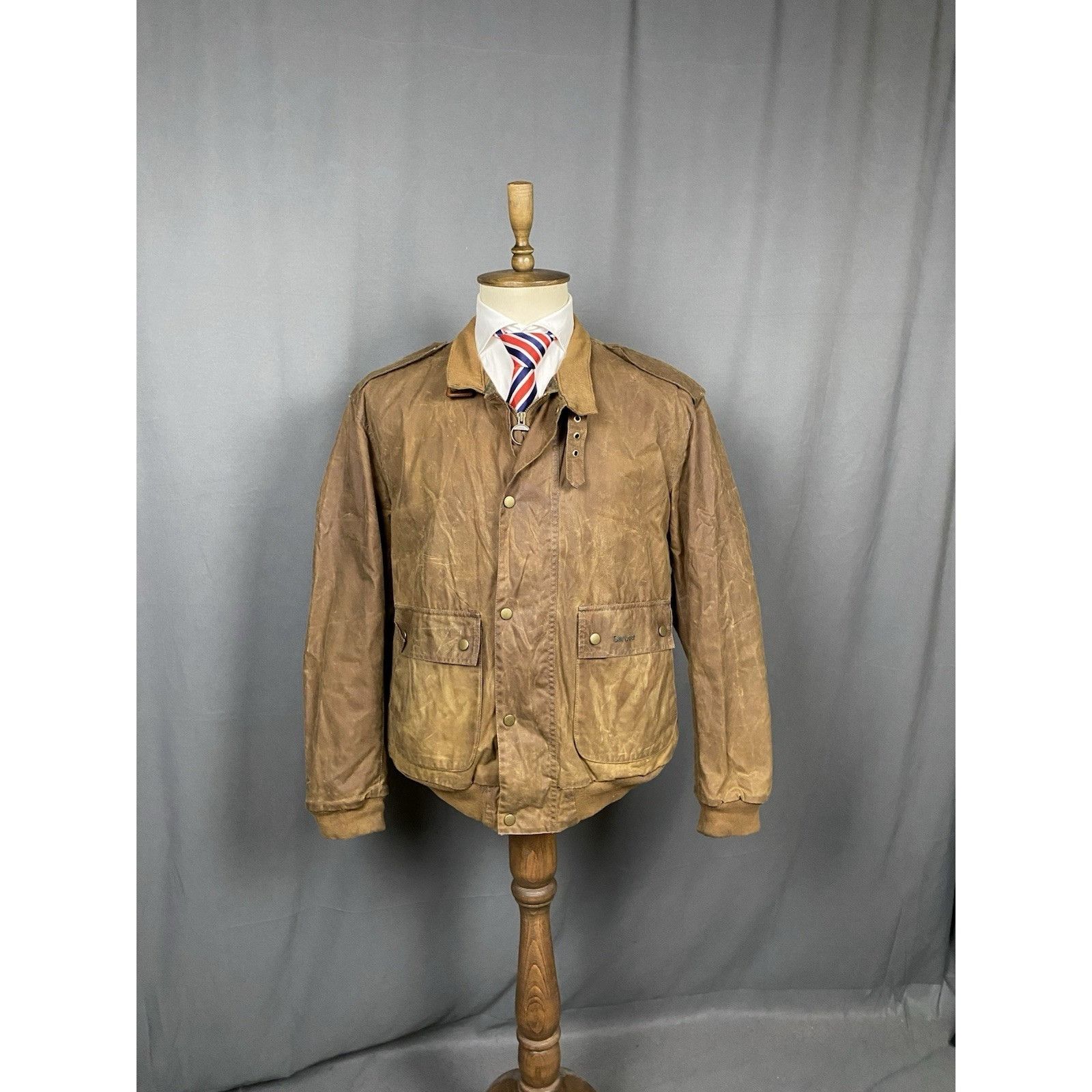 Barbour Babrour Flyer Men's Brown Waxed Bomber Jacket Size XL Size US XL / EU 56 / 4 - 2 Thumbnail
