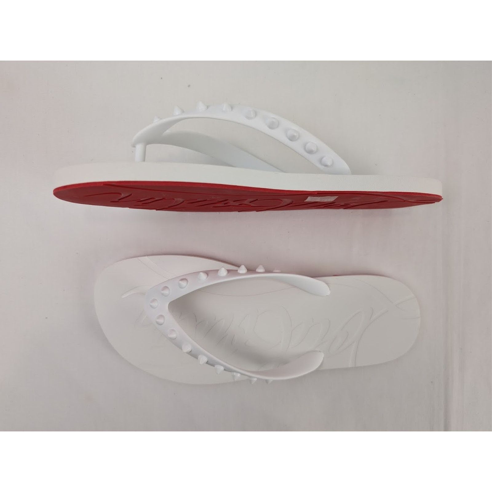 Christian Louboutin o1rshd1 Loubi Flip Flat Slippers in White Size US 8 / EU 41 - 12 Thumbnail