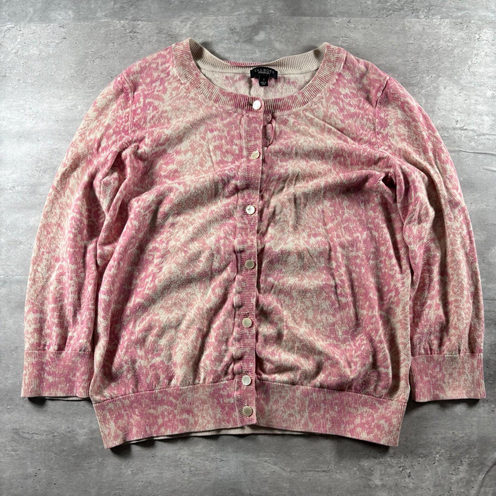 Other Talbots Pink Animal Print Cardigan Sweater Size S / US 4 / IT 40 - 1 Thumbnail