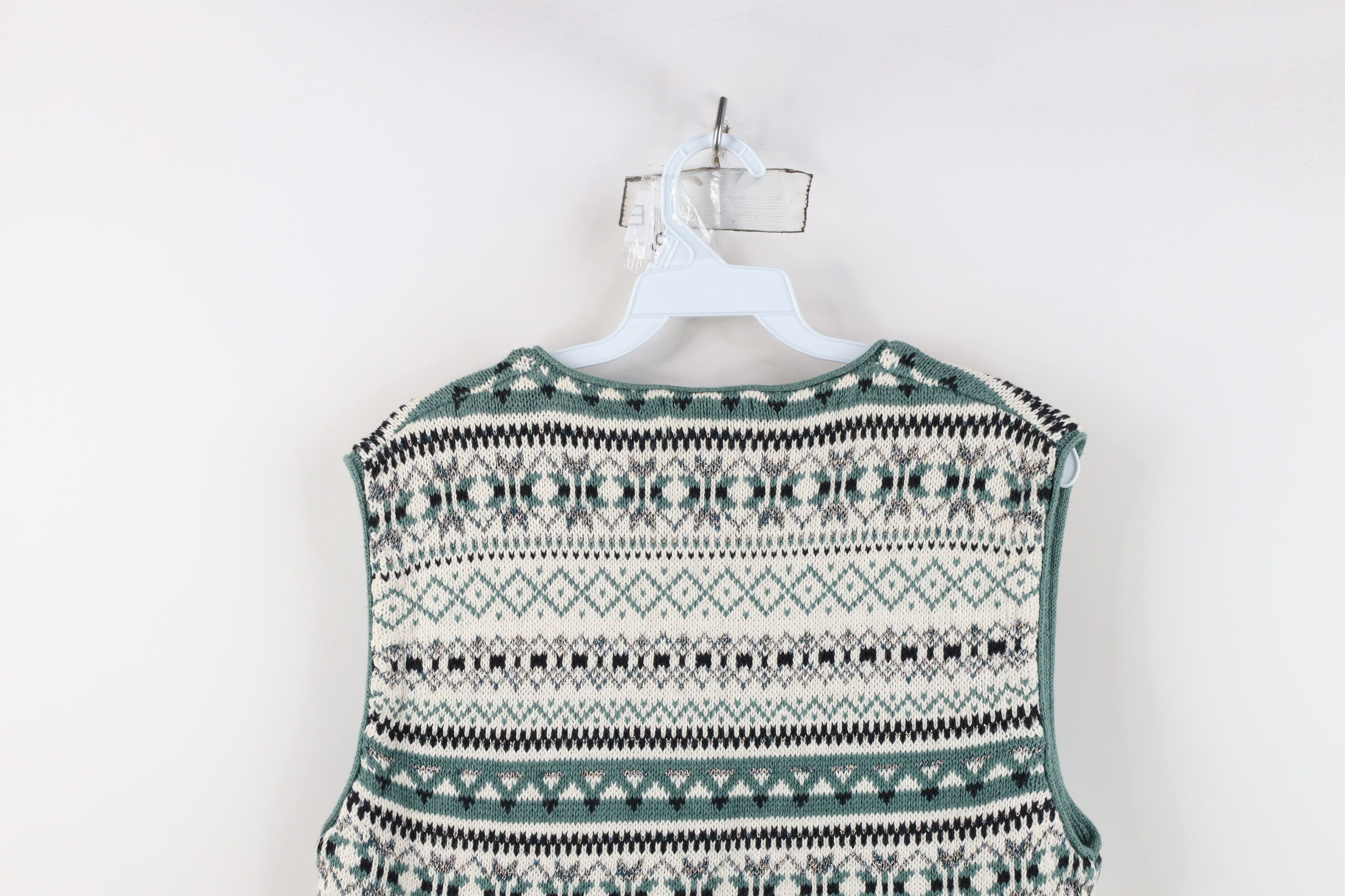 Vintage Vintage 90s Streetwear Metallic Knit Cardigan Sweater Vest Size M / US 6-8 / IT 42-44 - 8 Thumbnail