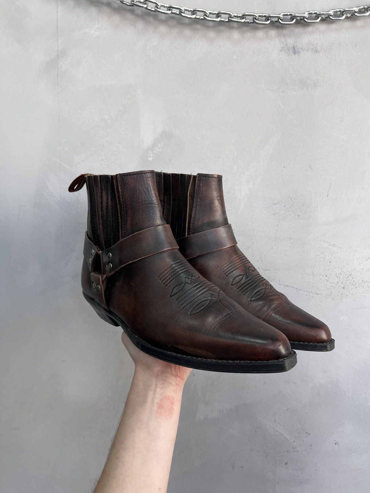 Western authentic fashion boots heel moto style 90s
