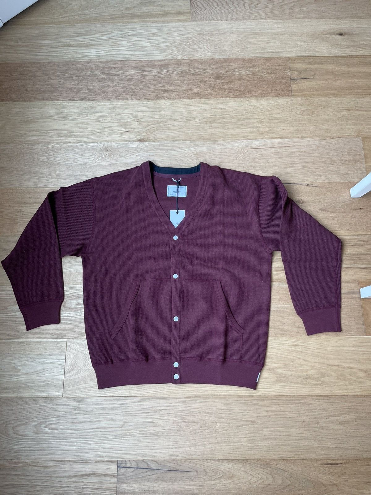 image of Reigning Champ Terry Cardigan In Red/crimson, Men's (Size Large)