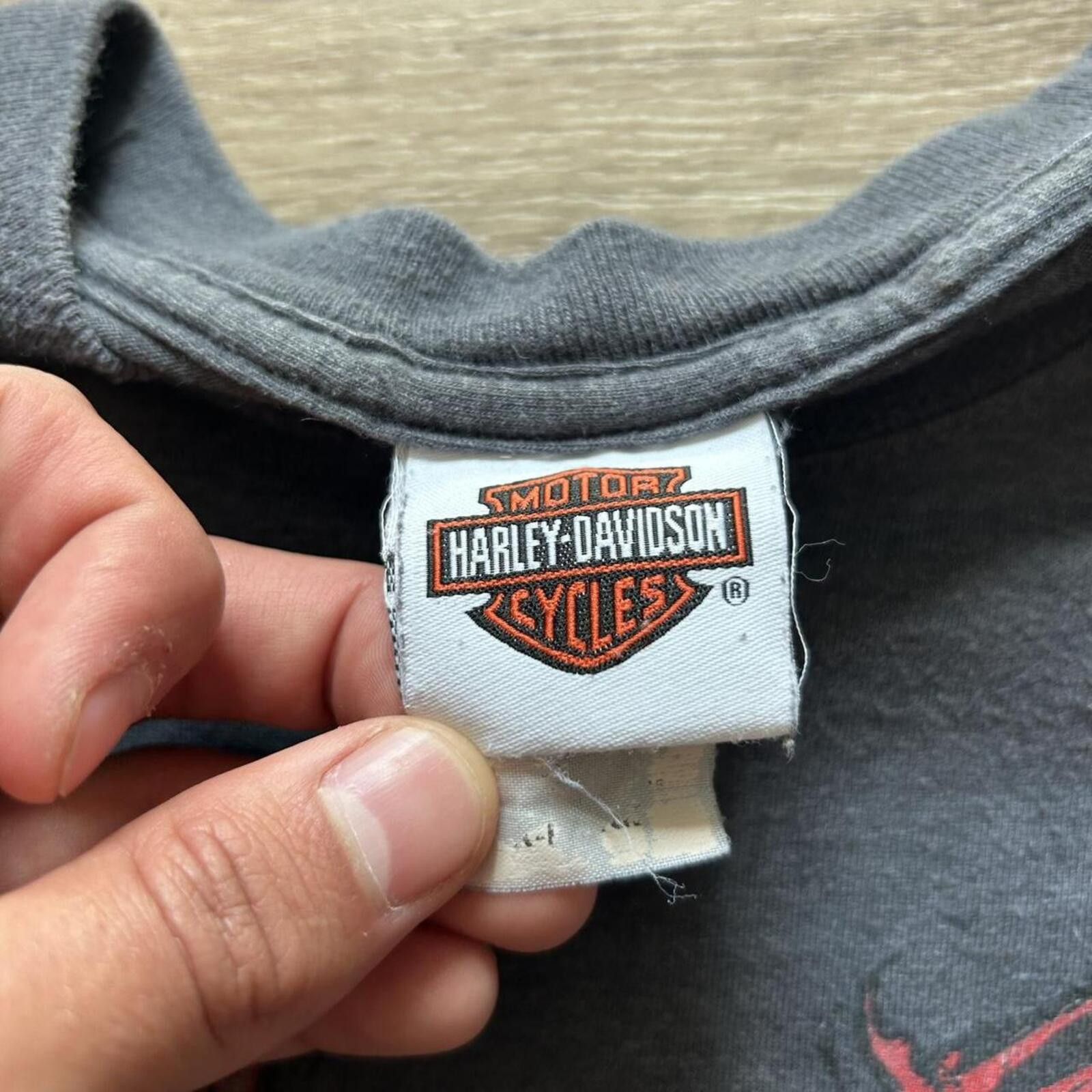 Harley Davidson Harley Davidson Men's Grey and Black Tshirt Size US XL / EU 56 / 4 - 4 Thumbnail