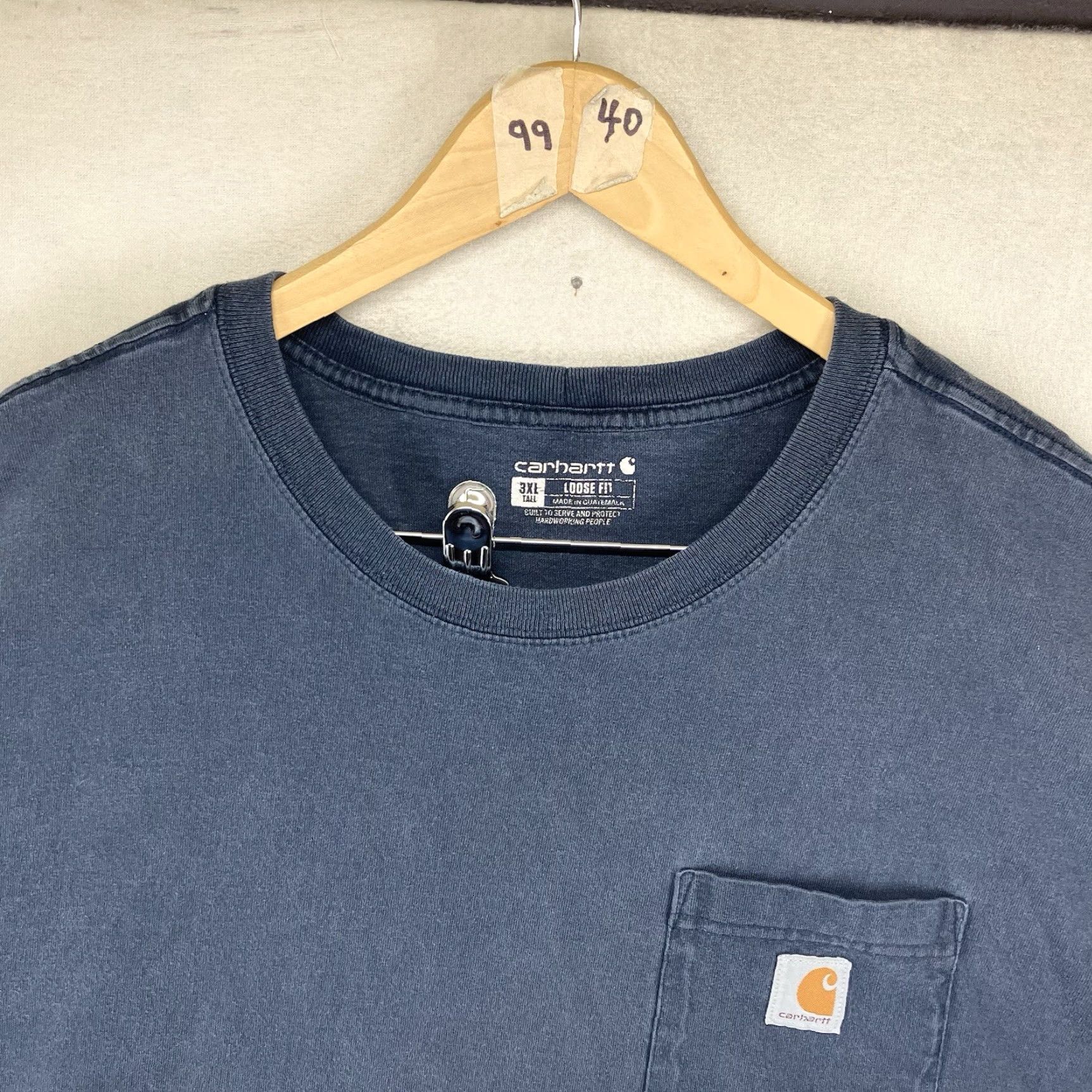 Carhartt Carhartt Mens 3XLT TALL Short Sleeve T-Shirt Navy Blue Cotton Crewneck Logo All Seasons Heavyweight Relaxed Fit Big & Tall Size US XXL / EU 58 / 5 - 5 Thumbnail