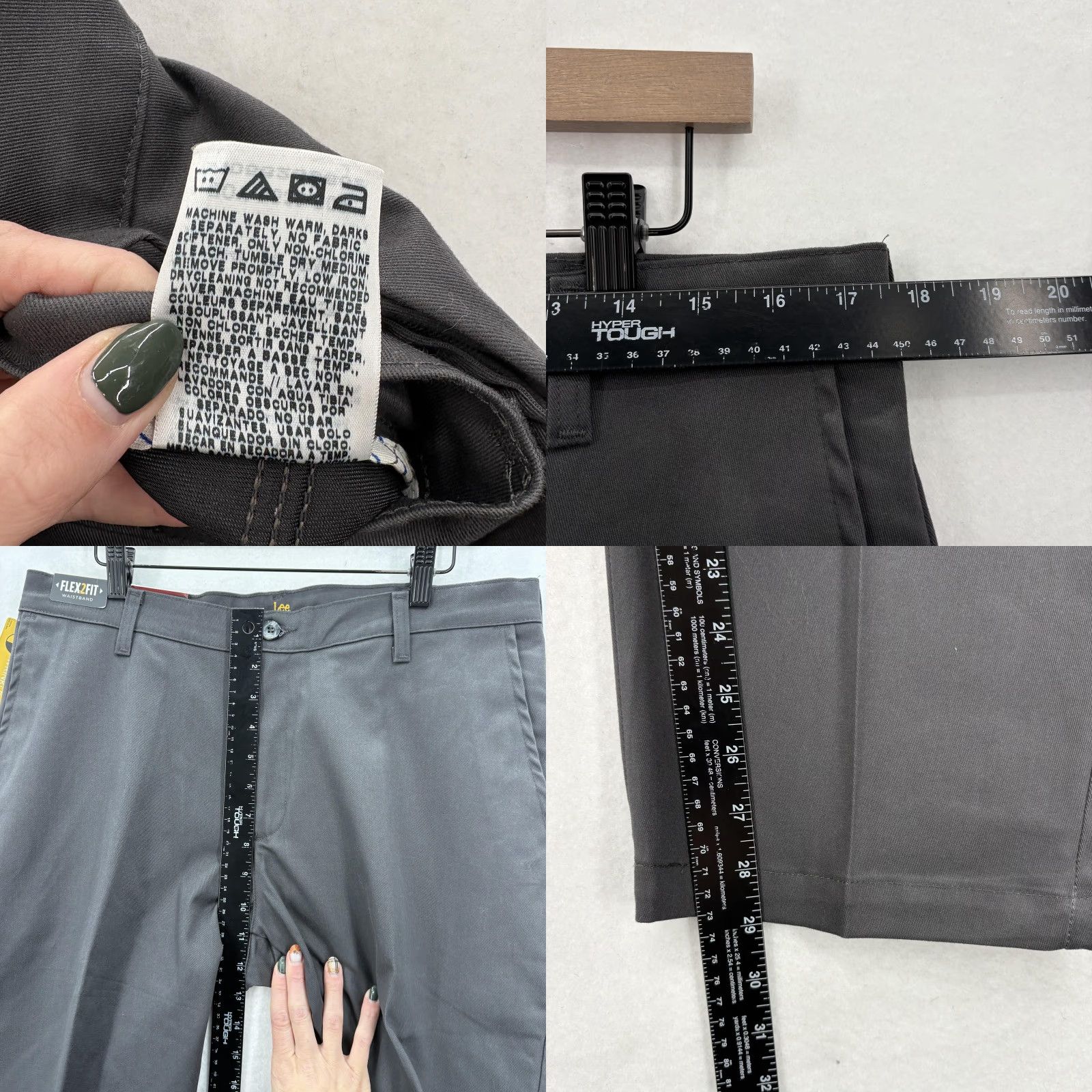 Lee Lee Pants Mens 34x29 Chino Relaxed Fit Stretch Wrinkle Resistant Flat Front Comfort Total Freedom Gray Charcoal Mens Pants Size US 34 / EU 50 - 8 Thumbnail