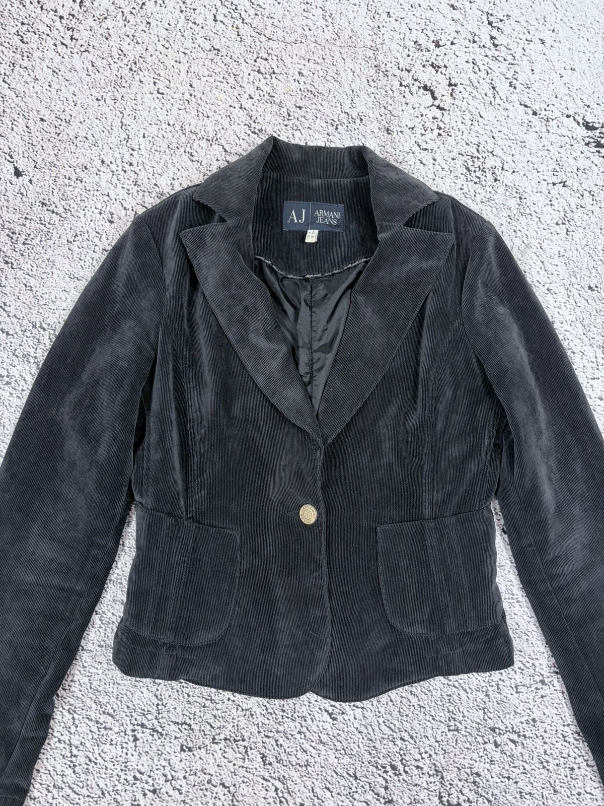 Vintage Armani Jeans Black Corduroy Blazer Jacket