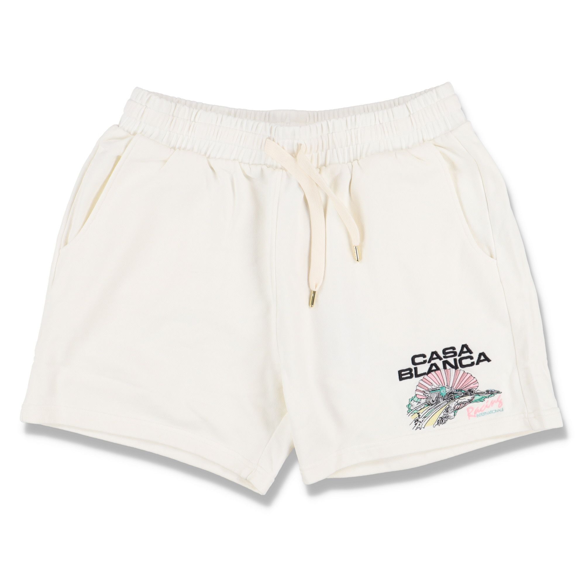 image of Casablanca White Embroidered Racing Shell Sweatshorts, Women's (Size 34)