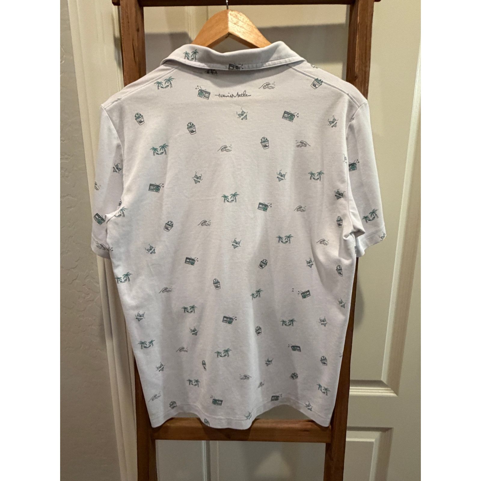 TravisMathew Travis Mathew White Golf Polo Shirt- Hawaiian/ beach Theme-M Size US M / EU 48-50 / 2 - 5 Thumbnail