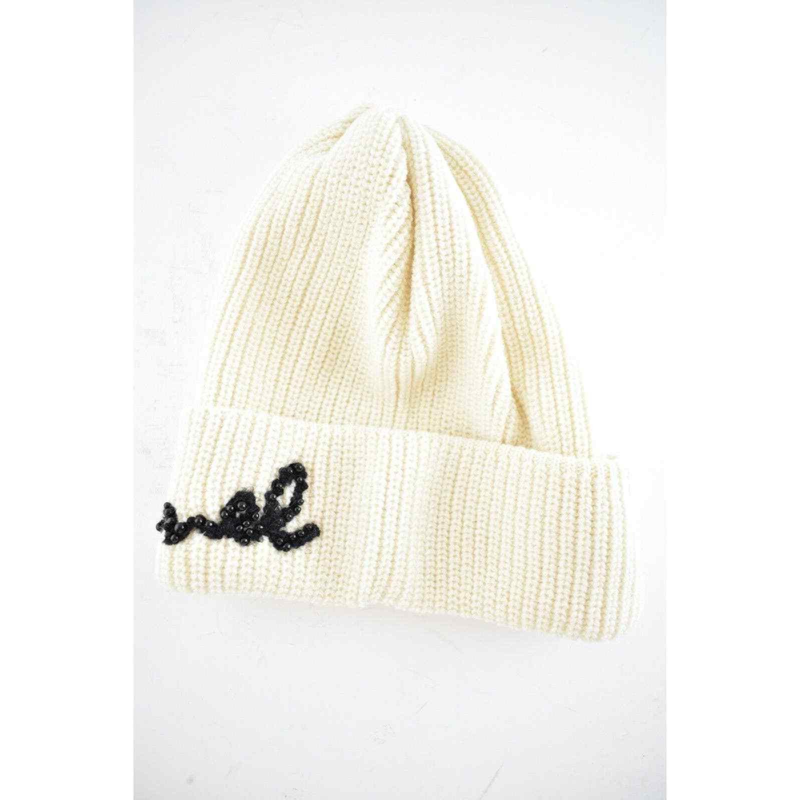 Chanel Chanel Black Pearl White CC Script Logo Beanie Winter Hat Size ONE SIZE - 6 Thumbnail
