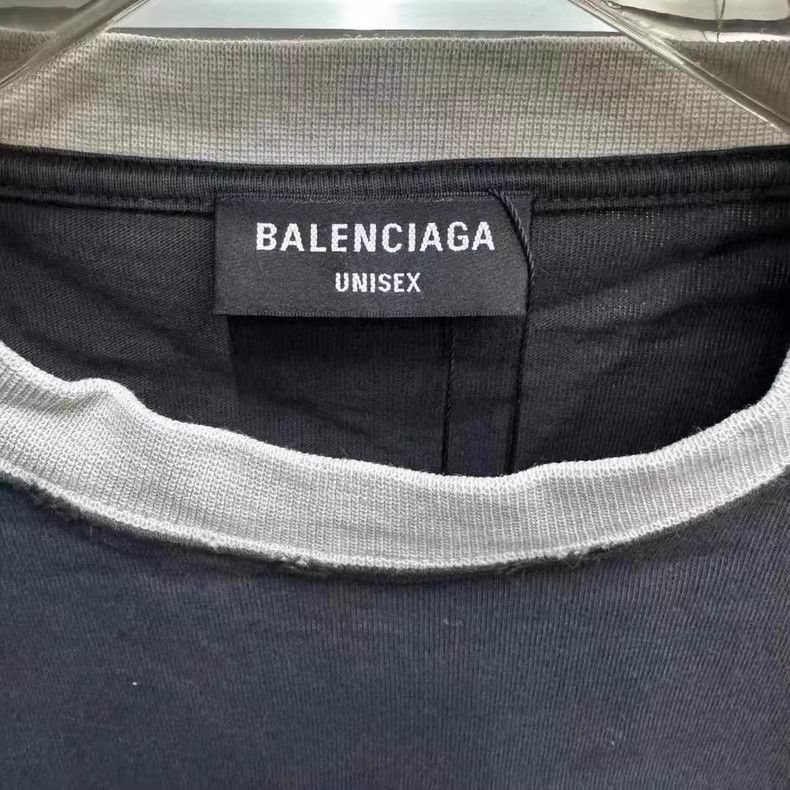 Balenciaga Balenciaga Black Grey Color blocked Double Loop Short Sleev Size US M / EU 48-50 / 2 - 2 Thumbnail