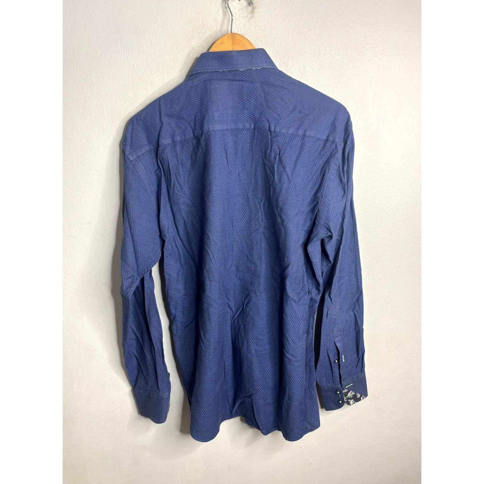 Maceoo Maceoo Shirt Mens M Blue Italian Jacquard Geometric Long Sleeve Button Front Size US M / EU 48-50 / 2 - 5 Thumbnail