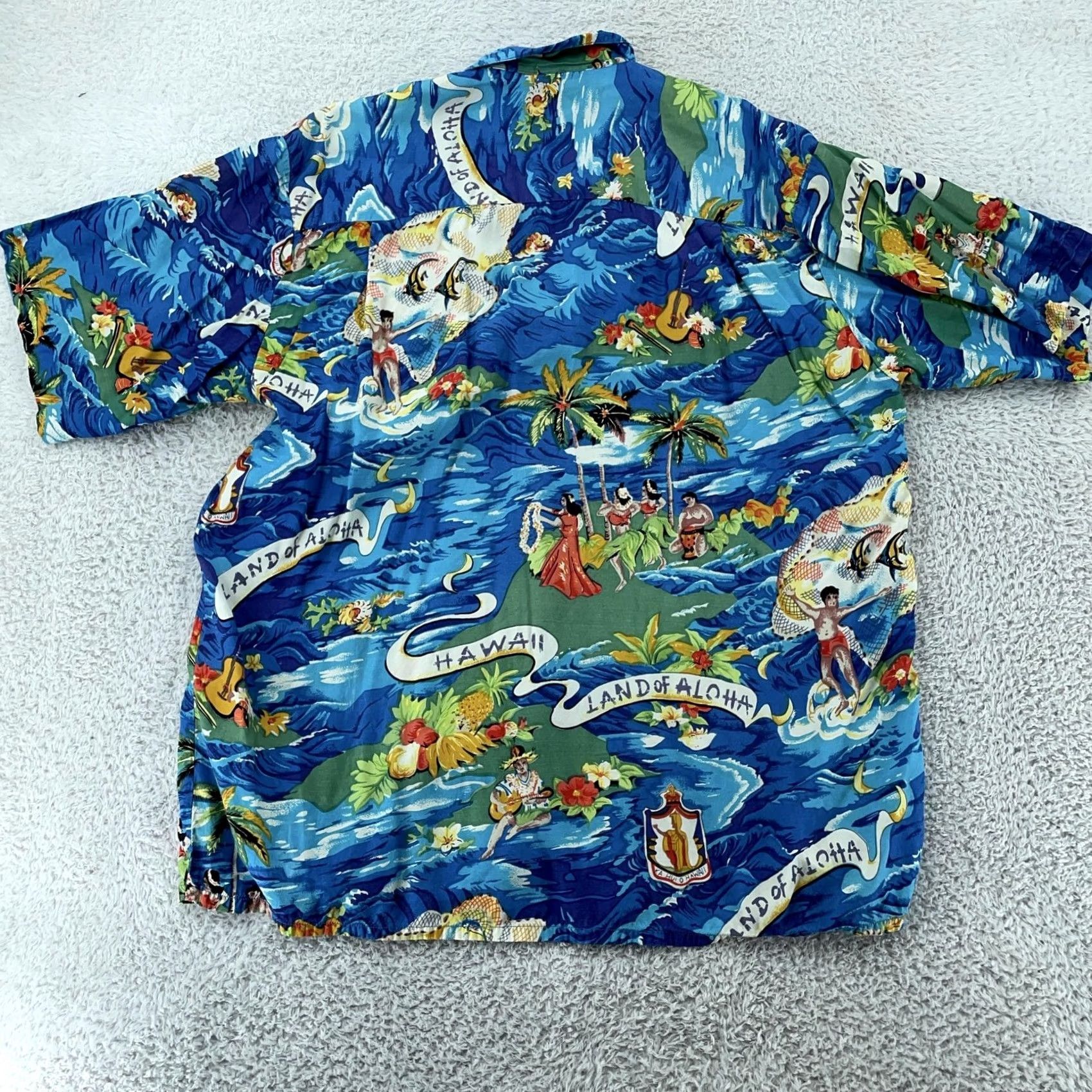 Vintage Khaki Safari Rayon Camp Hawaiian Shirt Mens M Blue Aloha Hula Collared Button Up Shirt Size US M / EU 48-50 / 2 - 4 Thumbnail