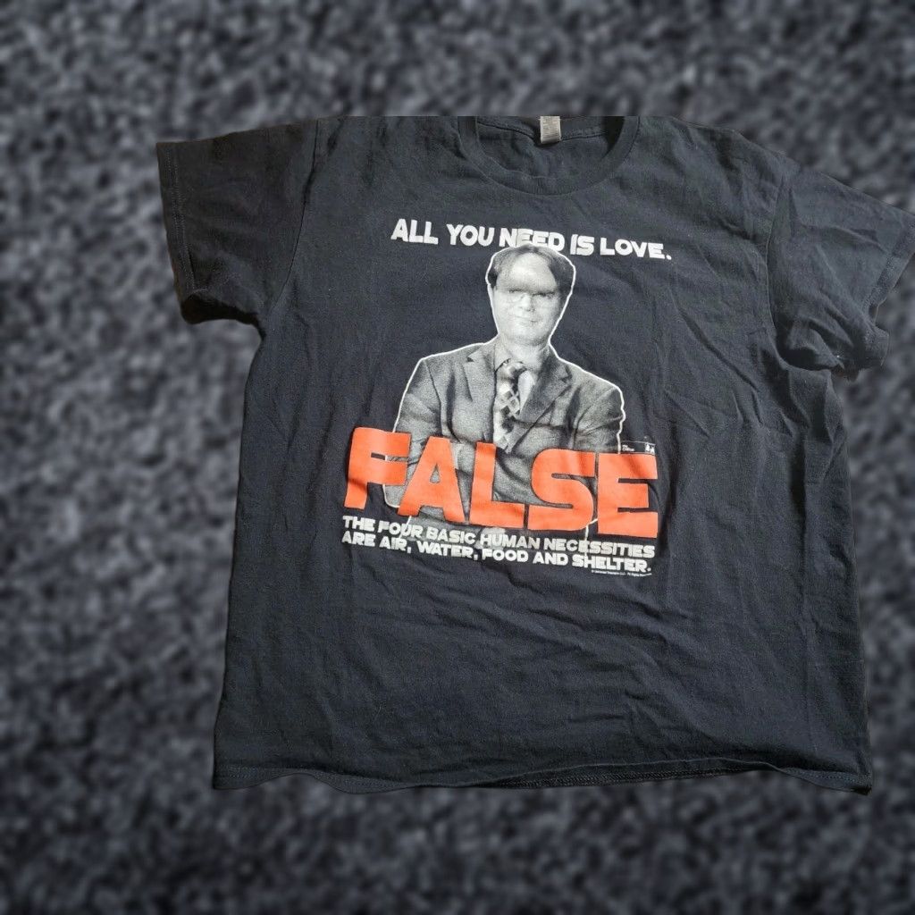 Vintage VINTAGE The Office Mens L T-Shirt Crew Neck Short Sleeve Black Cotton Funny Dwight Schrute You Need Is Love FALSE Size US L / EU 52-54 / 3 - 1 Thumbnail