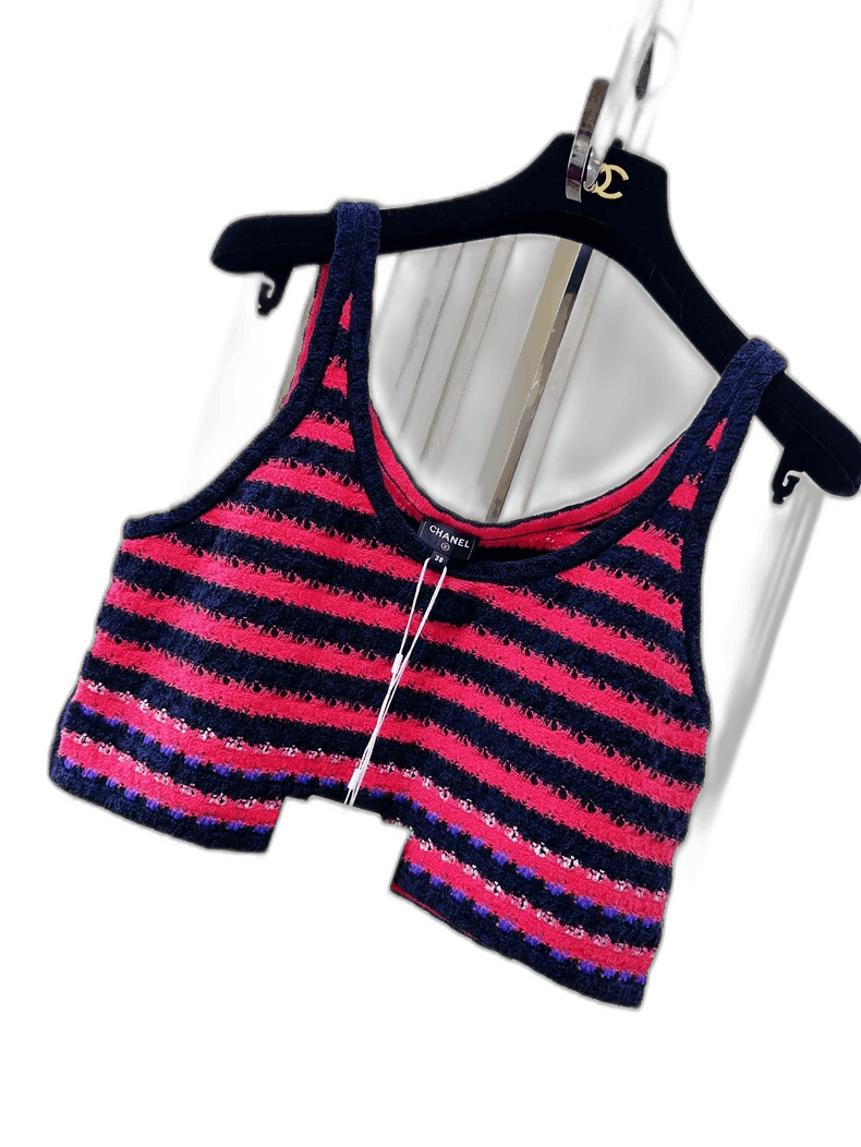 Chanel Chanel Black and Pink Knit Crop Top Size M / US 6-8 / IT 42-44 - 1 Thumbnail