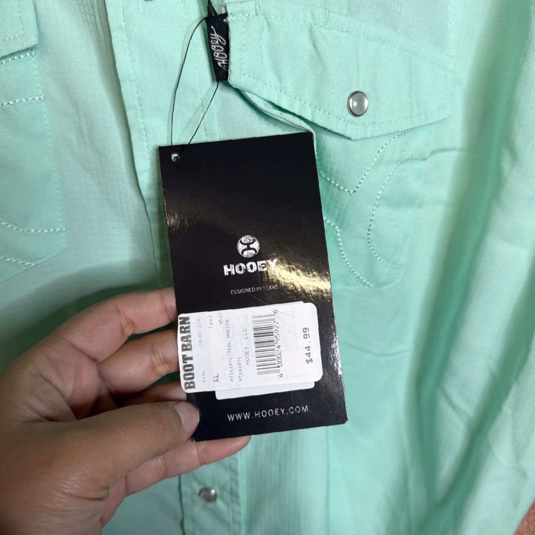 Vintage HOOEY HABITAT Shirt Mens XL Teal Sol Pearl Snap Flap Pockets Vented NWT Size US XL / EU 56 / 4 - 3 Thumbnail