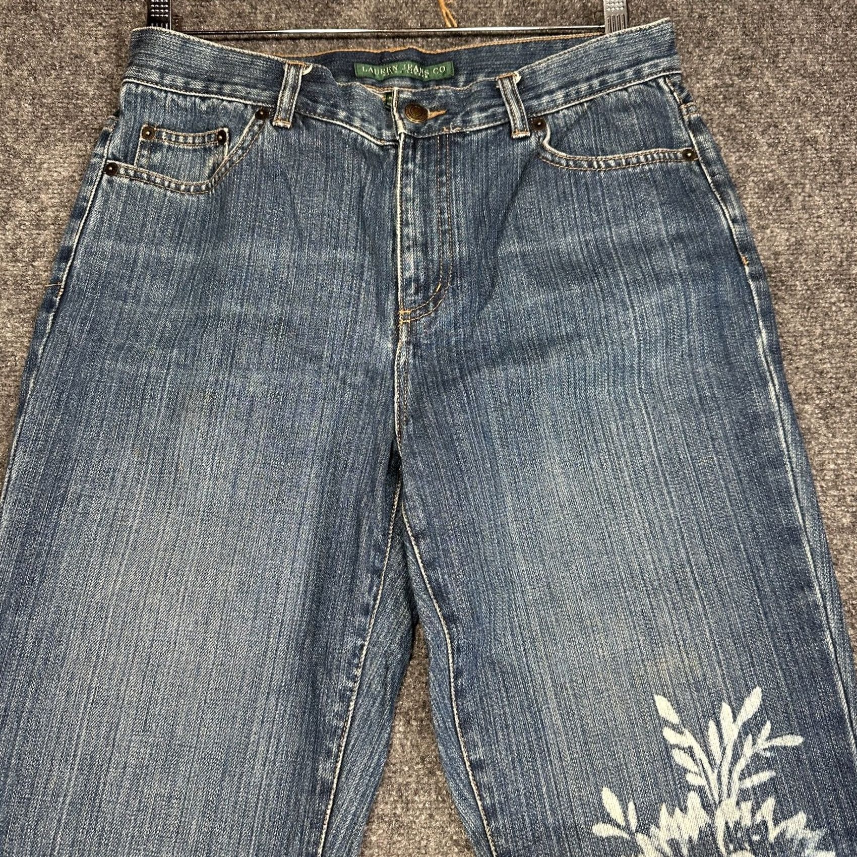 CO Lauren Jeans Co Ralph Lauren Jeans Womens Bootcut Floral Distressed Knee Size 6 Blue Size 28" / US 6 / IT 42 - 4 Thumbnail