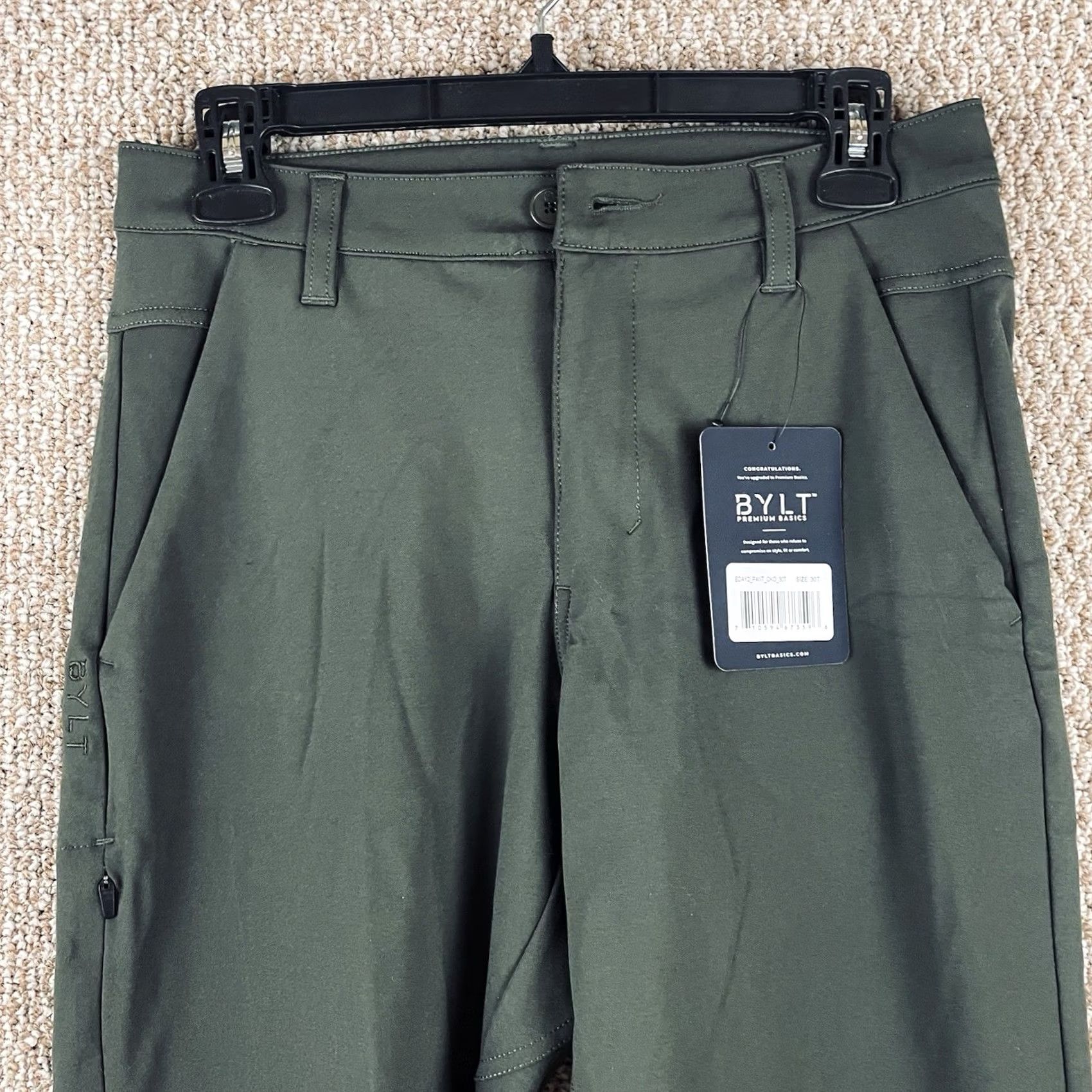 Vintage BYLT Everyday Pant 2.0 Slim Fit Pants Mens 30 Tall Green NWT Chino Plain Front Flat Front Pockets 31in Inseam Size US 30 / EU 46 - 2 Thumbnail