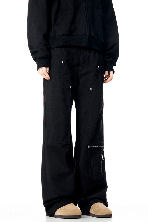 Japanese Brand × Jean American style zippered straight-leg loose black jeans Size US 32 / EU 48 - 2 Thumbnail