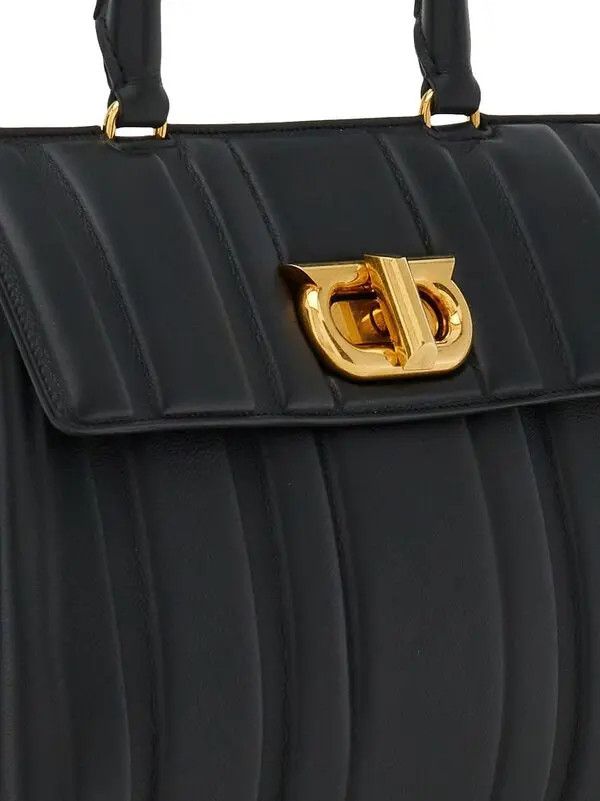 Salvatore Ferragamo o1s1rm0924 Size: OS / Embosse Flip Leather Tote Bag in Black Size ONE SIZE - 5 Thumbnail