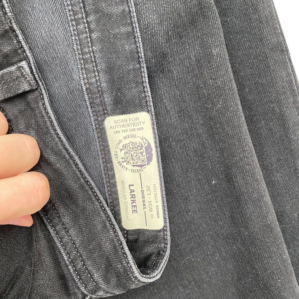 Diesel Diesel Jeans Size 34 LARKEE Regular Straight Black Stretch Size US 34 / EU 50 - 2 Thumbnail