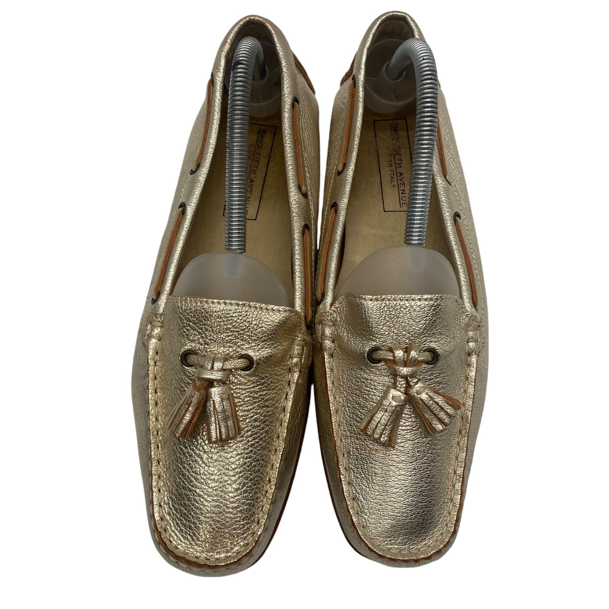 Saks Fifth Avenue Saks Fifth Avenue Gold Leather Tassel Loafer Made in Italy W Size US 9 / IT 39 - 3 Thumbnail