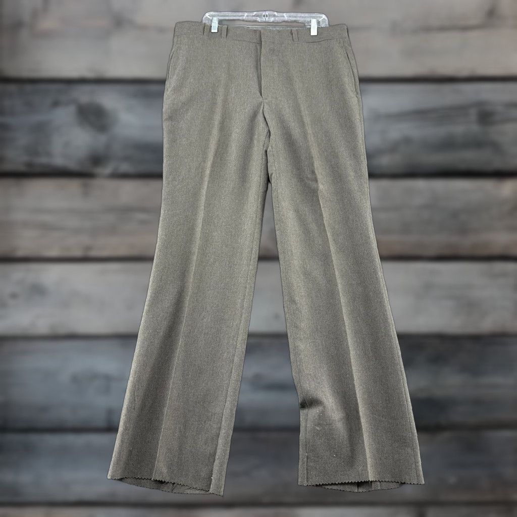 Vintage VINTAGE Trouser Pants Mens 38x34 Grey Relaxed Wool Cotton Spandex Wide-Leg Dress Pants 80s 90s Business Formal Men Size US 38 / EU 54 - 1 Thumbnail